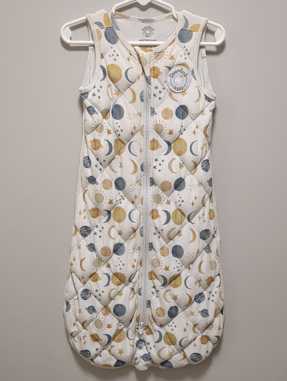 Dreamland Baby Weighted Bamboo Quilted Sleep Sack White Moon Phases 0-6 Months